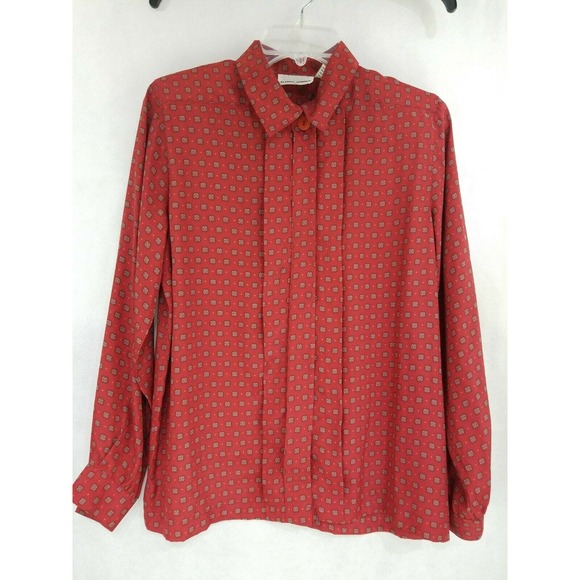 Alfred Dunner Tops - Alfred Dunner Pleat Front Secretary Blouse Red 12